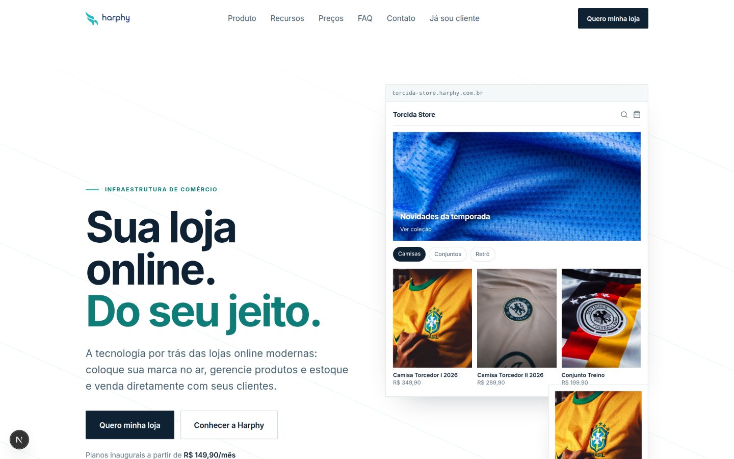 Site de marketing da Harphy — Sua loja online, do seu jeito